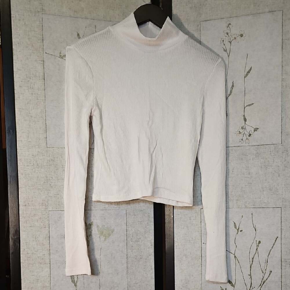 3 White, Brown, and Gray Fitted Turtleneck Crop Sweaters